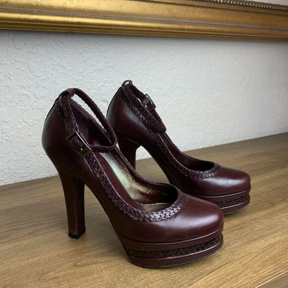 Stephane Kelian Red Platform Pumps Heels Ankle Straps - Picture 2 of 10